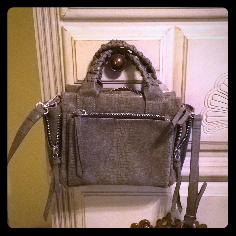 Free people small satchel gray vegan leather